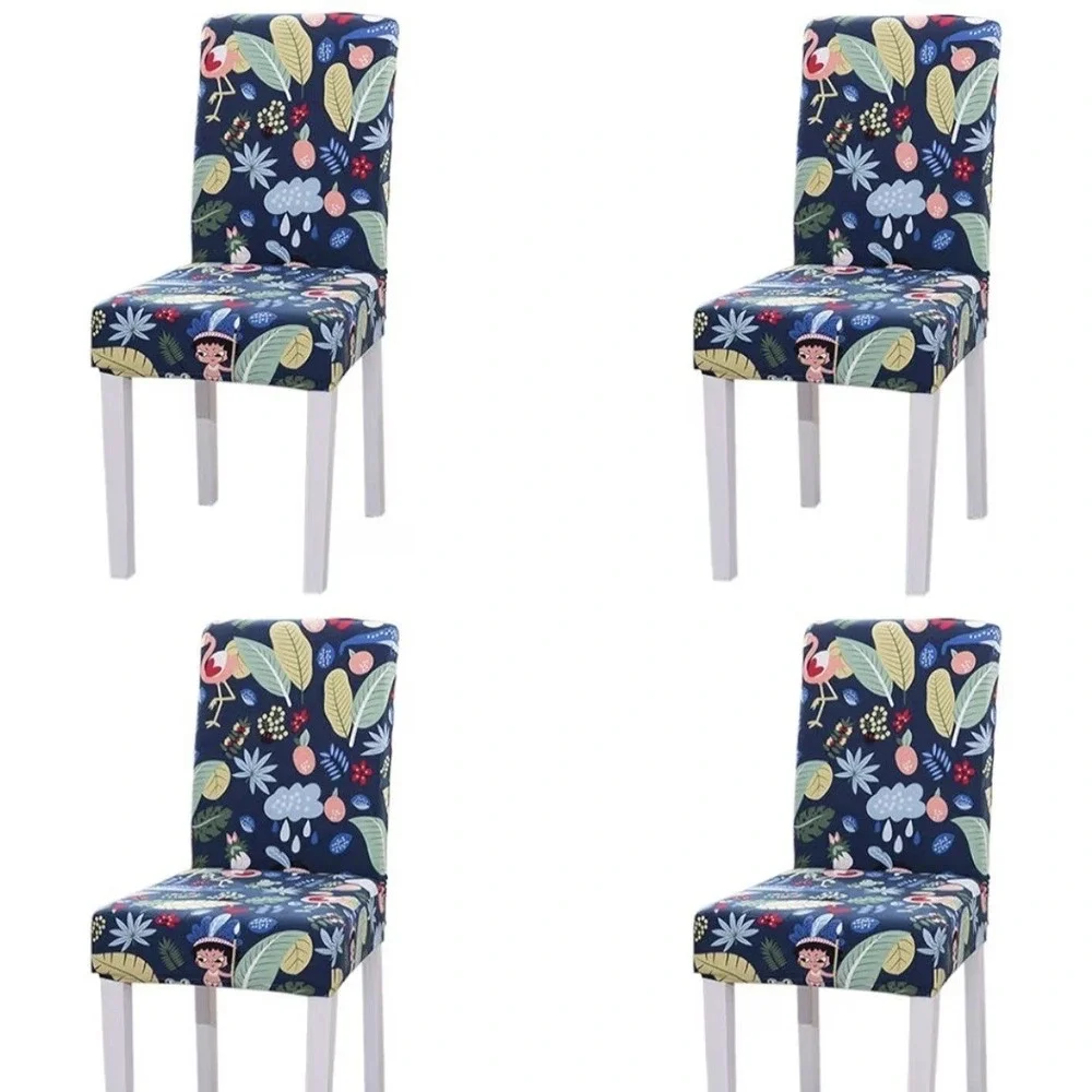 4PCS Stretch Removable Washable Dining Room Chair Protector Slipcovers/Home Deco
